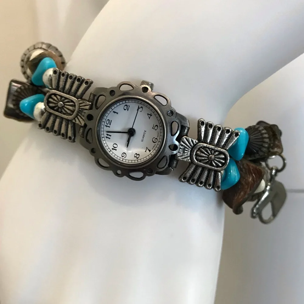 Southwestern Design Watch with Charms Beads 7.5”